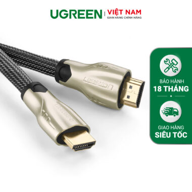 Dây cáp HDMI 2.0 4K60Hz UGREEN HD102 thuần đồng 19+1, đầu hợp kim, cáp dạng dẹt và dạng tròn vỏ bọc lưới, dài 1m 1.5m 2m 3m