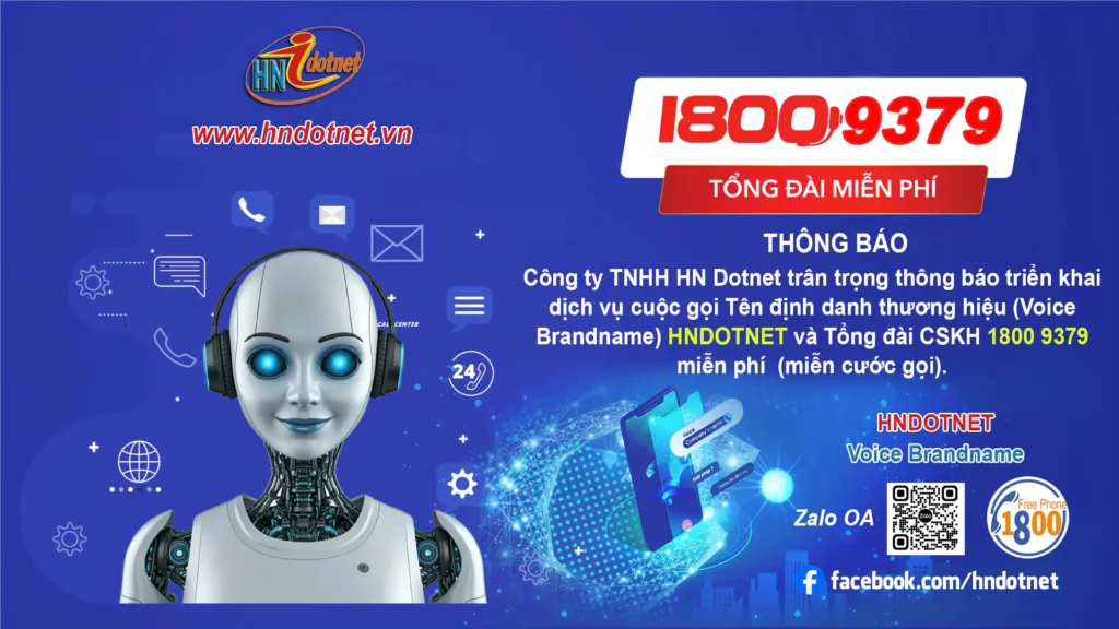 Thông báo triển khai dịch vụ Tên định danh thương hiệu (Voice Brandname) và Tổng đài CSKH miễn phí