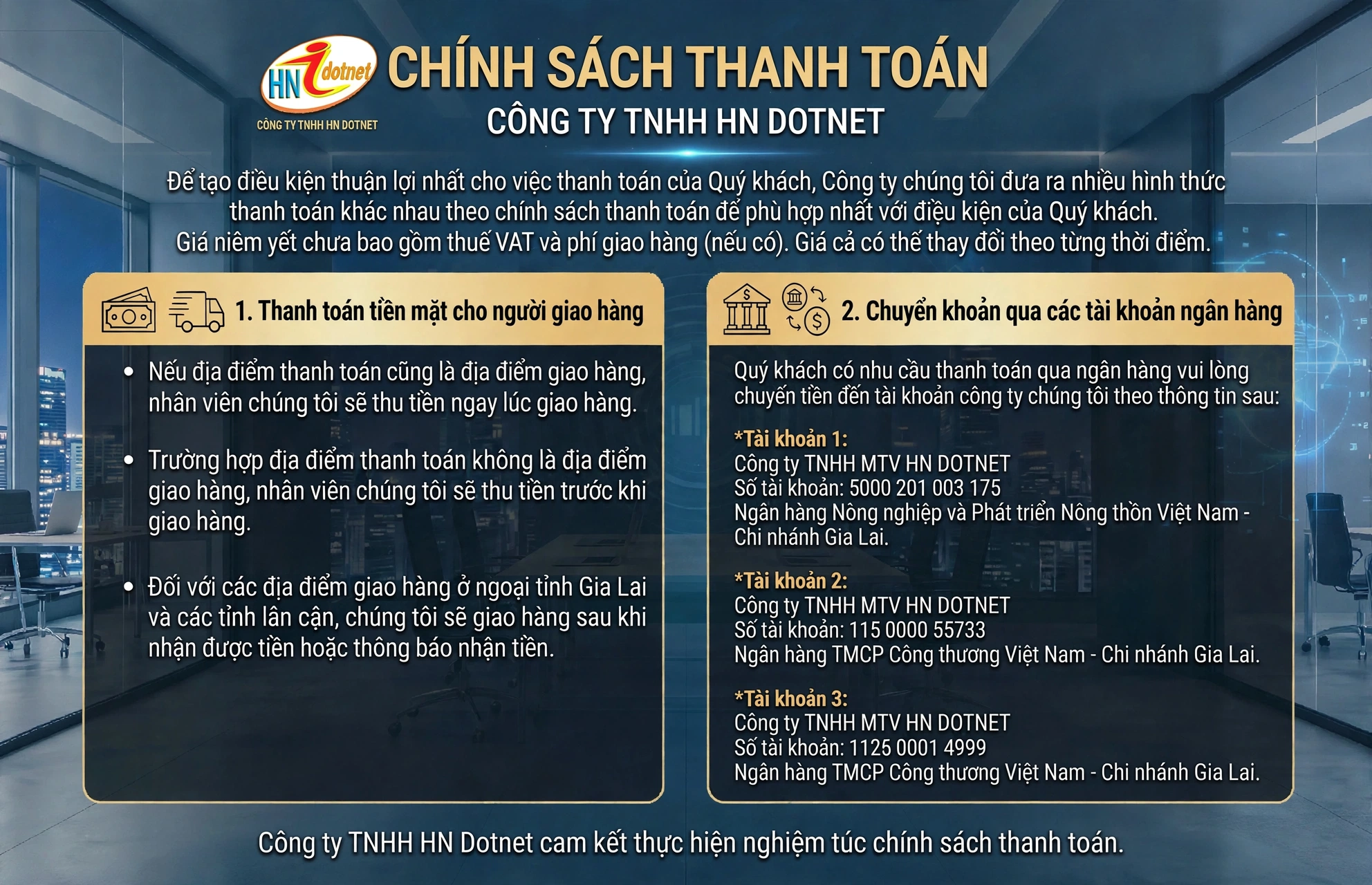 CHÍNH SÁCH THANH TOÁN